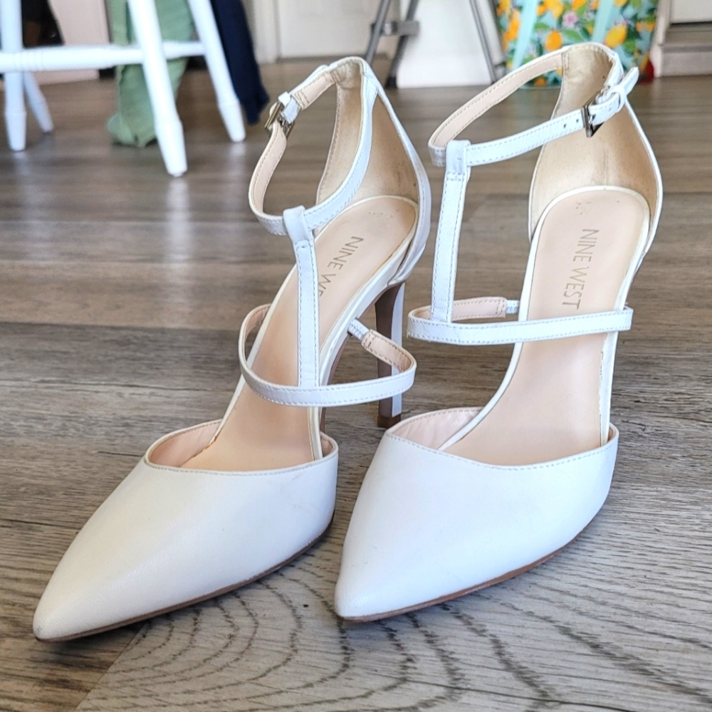Nine West white heels